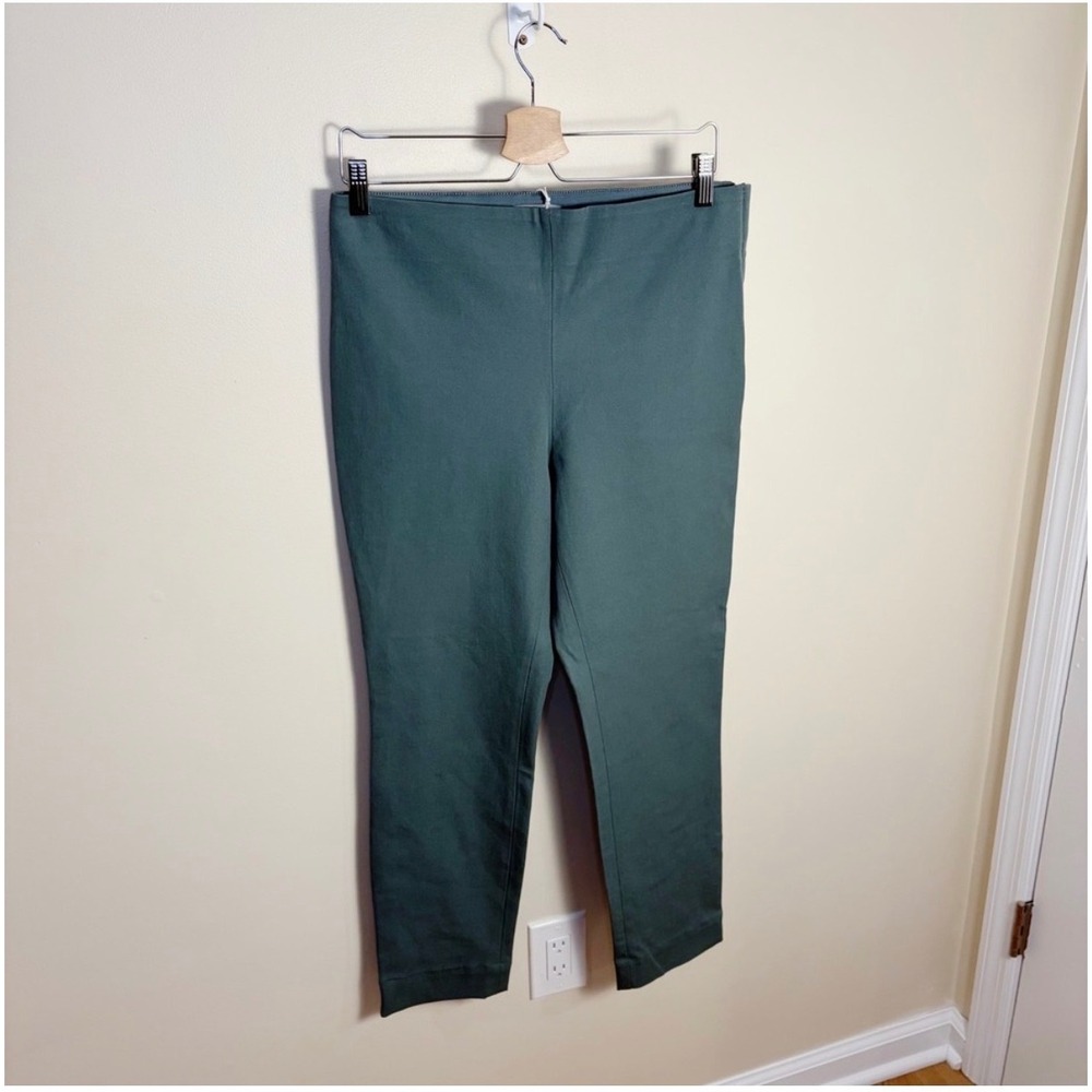 COS Pants Women 12 Sage Green Slim Fit Ankle Zip Side Zip Cotton Blend Trousers - Picture 3 of 8